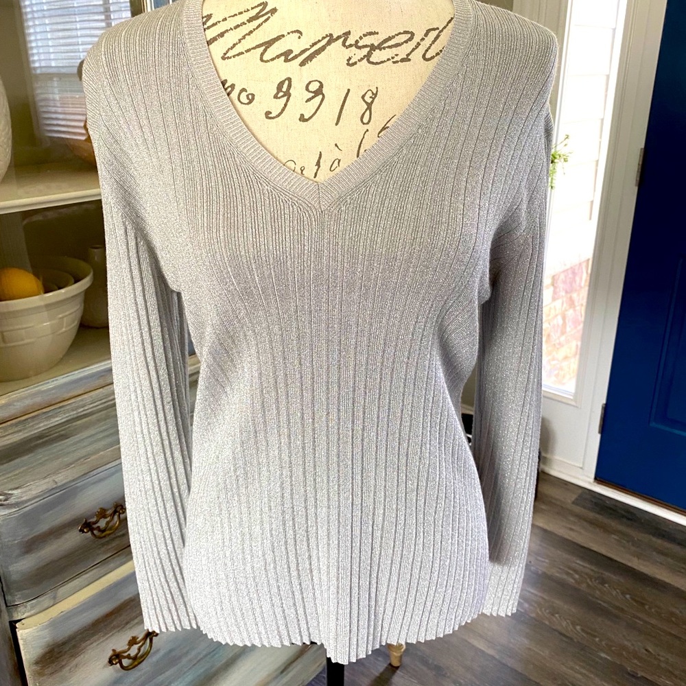 Chico’s luxe silver sweater